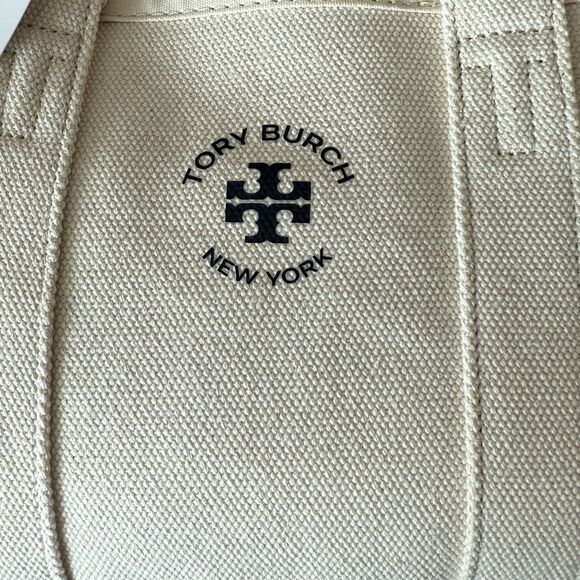 Tory Burch Brand New Authentic Mercer Canvas Mini Tote Bag Neutral Cream NWT - Picture 5 of 10
